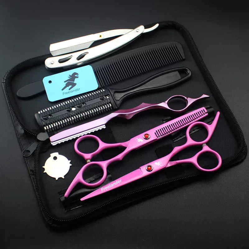 Set de peluqueria 6 piezas navajas y tijeras